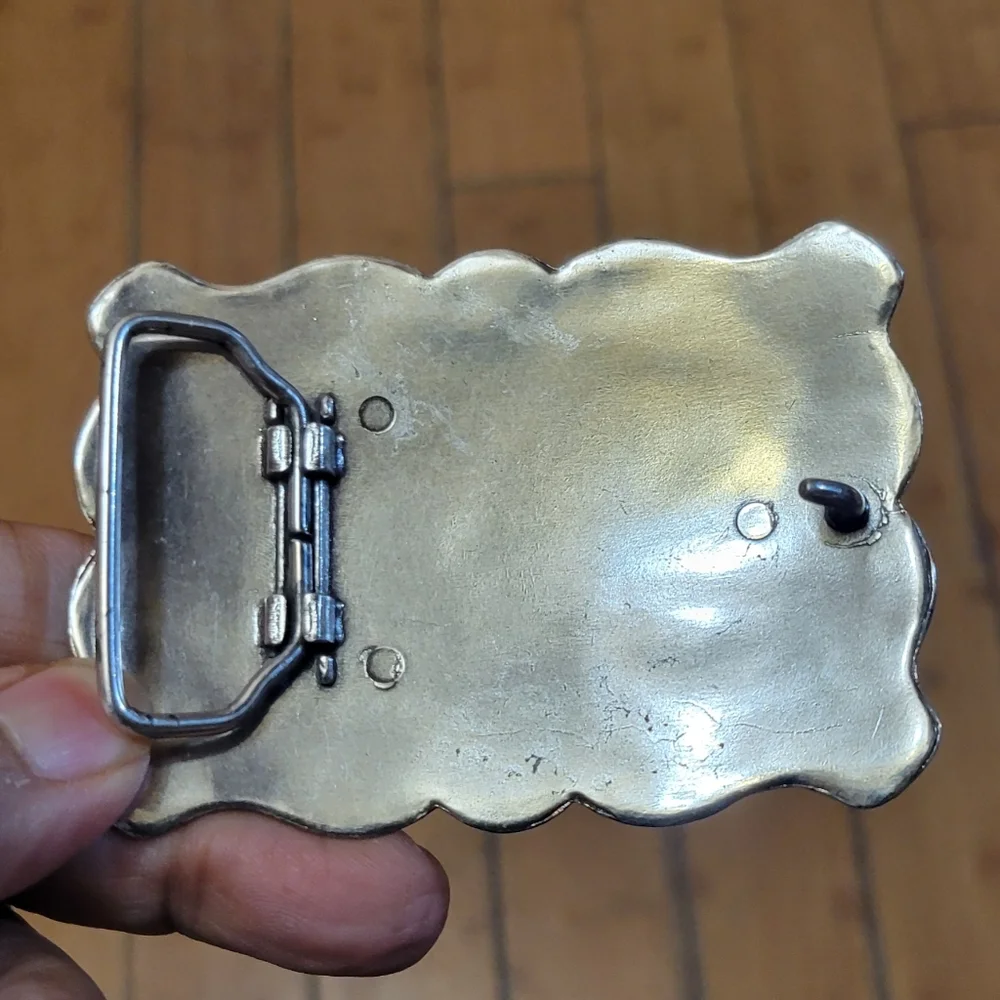 Midwestern Turquoise and Silver Metal Belt Buckle
